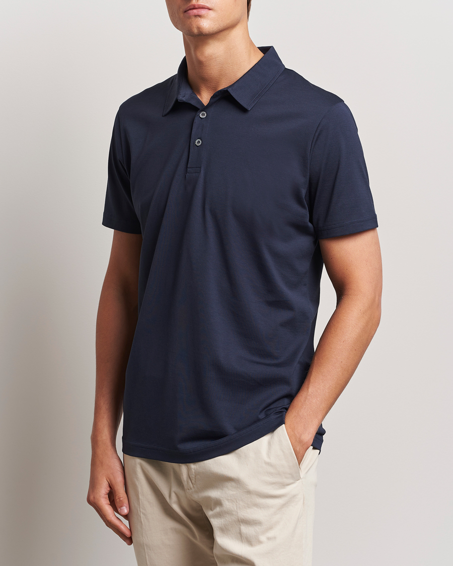 Hombres | Polos | Sunspel | Cotton Jersey Polo Navy