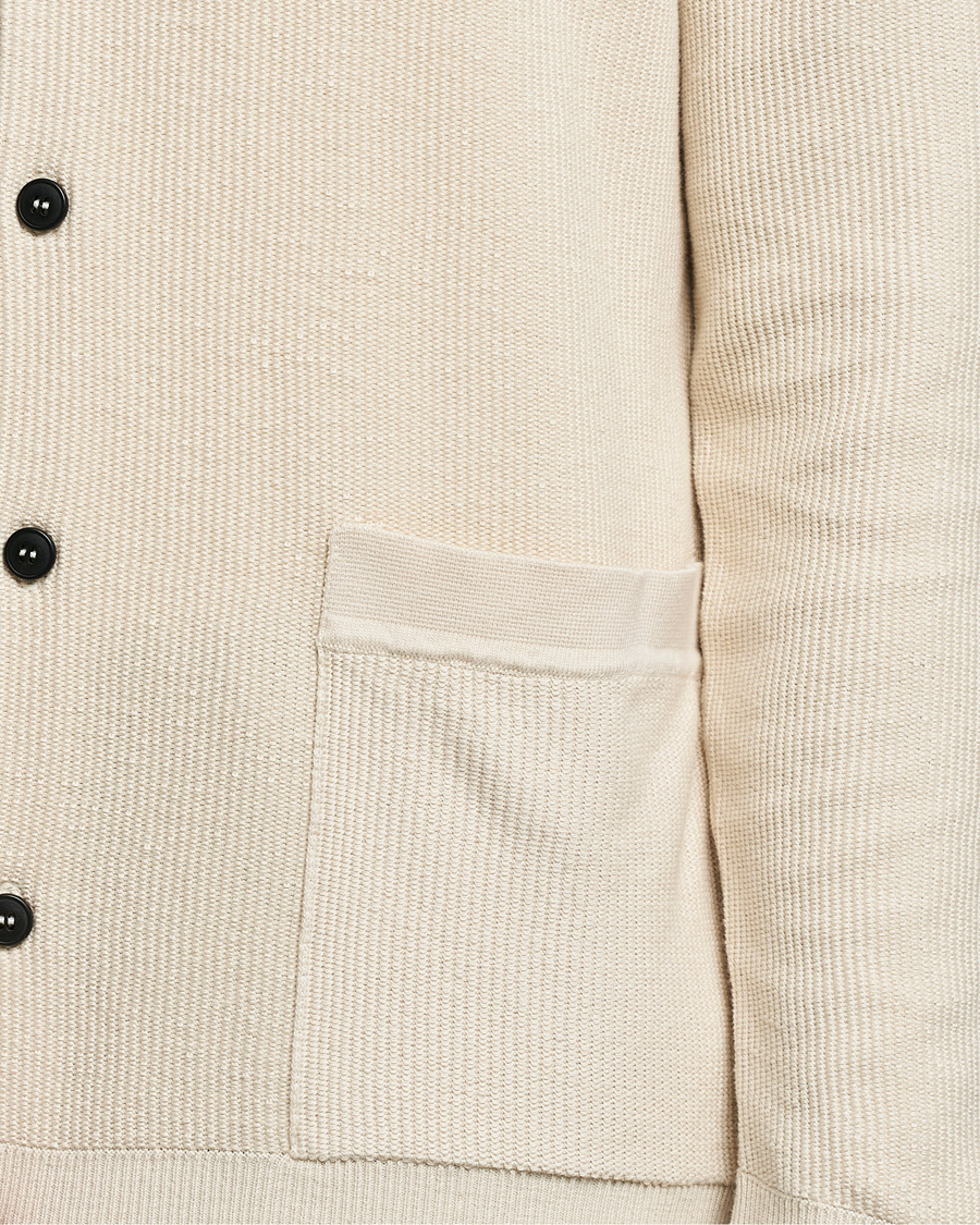 Hombres | Jerséis y prendas de punto | Sunspel | Long Staple Cotton Knitted Jacket Ecru