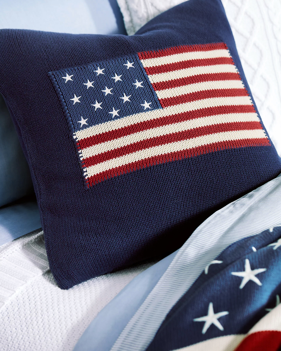 Hombres | Ralph Lauren Home RL Flag 50x50 cm Throw Pillow Navy | Ralph Lauren Home | RL Flag 50x50 cm Throw Pillow Navy