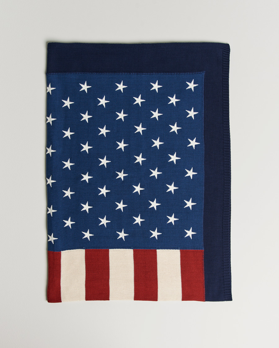 Hombres | Ralph Lauren Home RL Flag 54x72 Cotton Throw Navy | Ralph Lauren Home | RL Flag 54x72 Cotton Throw Navy