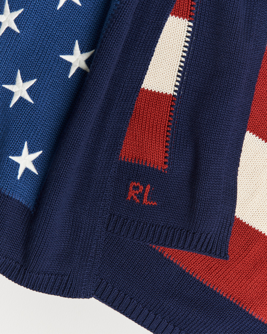 Hombres | Ralph Lauren Home RL Flag 54x72 Cotton Throw Navy | Ralph Lauren Home | RL Flag 54x72 Cotton Throw Navy