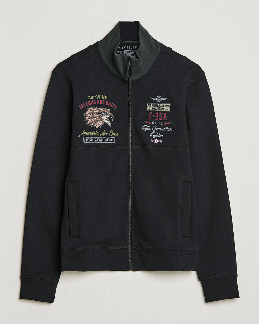 Hombres | Jerséis y prendas de punto | Aeronautica Militare | Full Zip Sweatshirt Jet Black