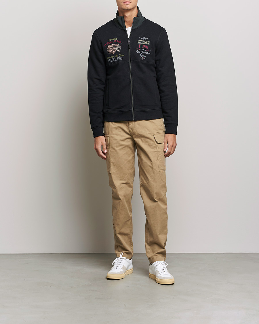 Hombres | Jerséis y prendas de punto | Aeronautica Militare | Full Zip Sweatshirt Jet Black
