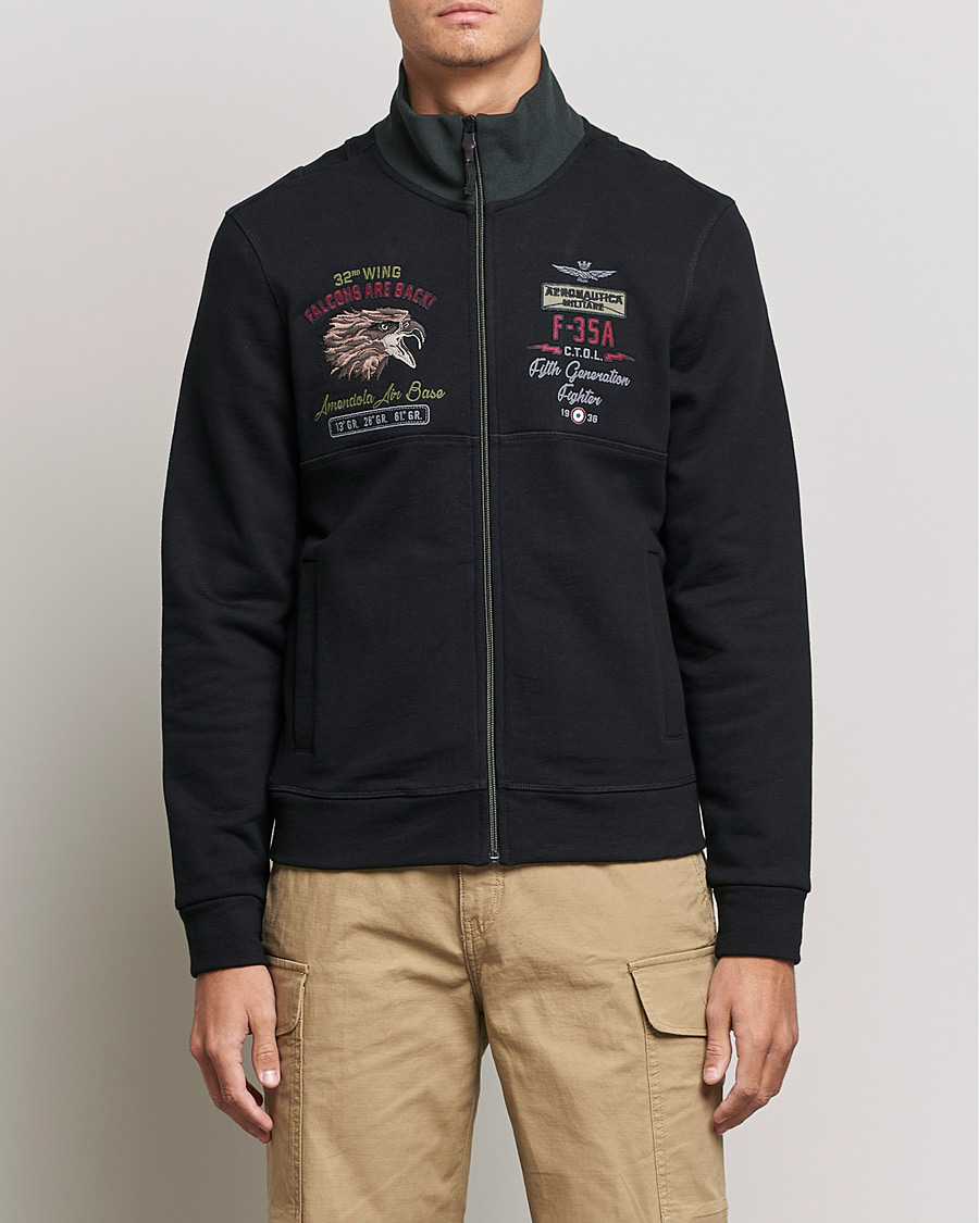 Hombres | Jerséis y prendas de punto | Aeronautica Militare | Full Zip Sweatshirt Jet Black