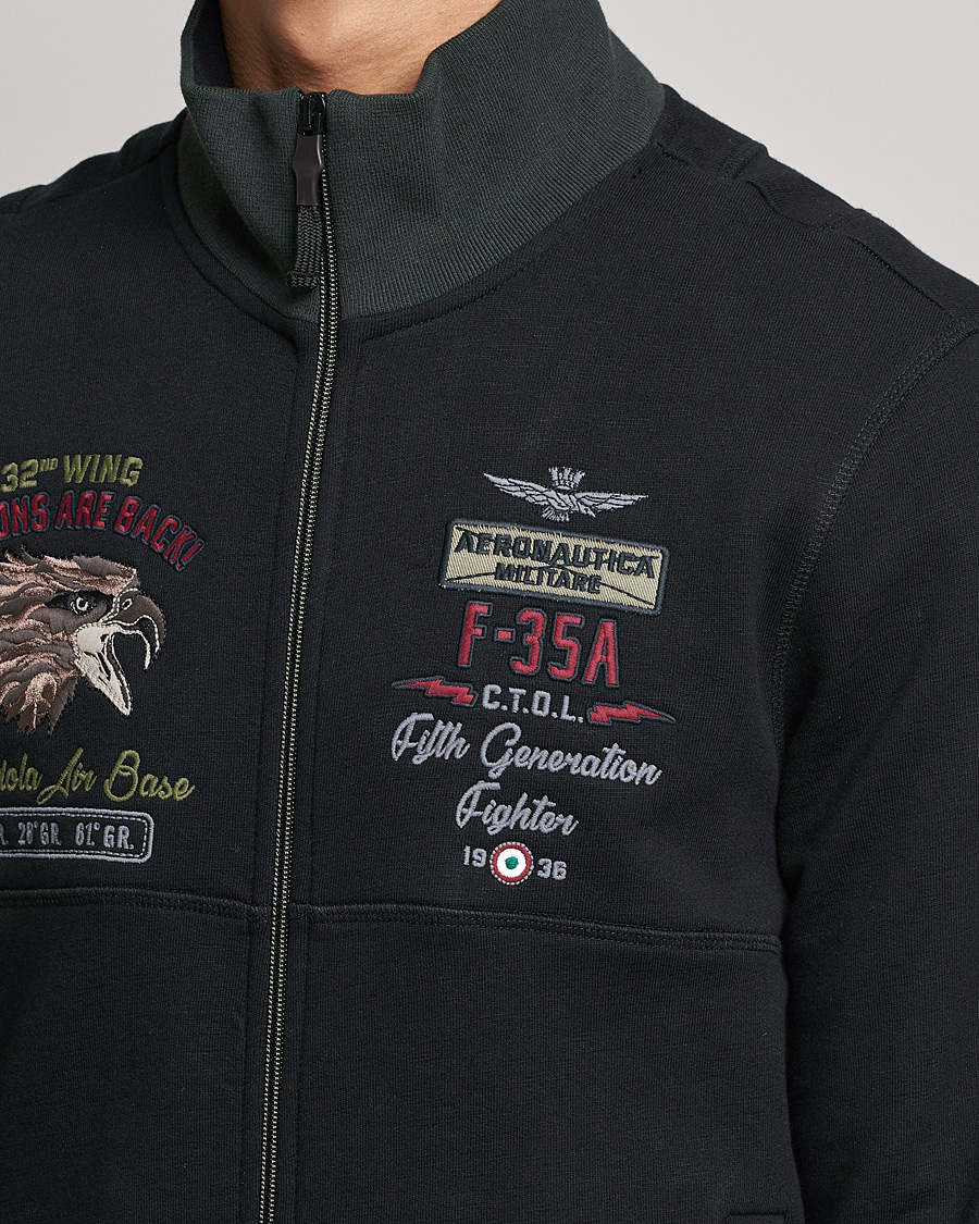 Hombres | Jerséis y prendas de punto | Aeronautica Militare | Full Zip Sweatshirt Jet Black
