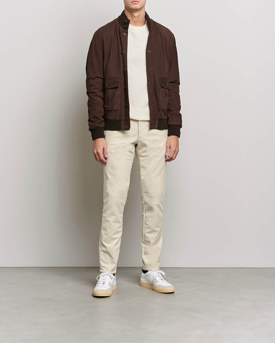 Hombres | Pantalones | Incotex | Slim Fit Vintage Moleskine Slacks Light Beige