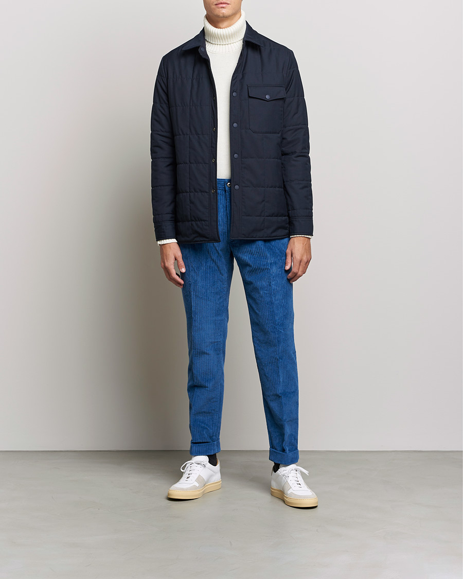 Hombres | Pantalones | Incotex | Regular Fit Heavy Cord Slacks Royal Blue