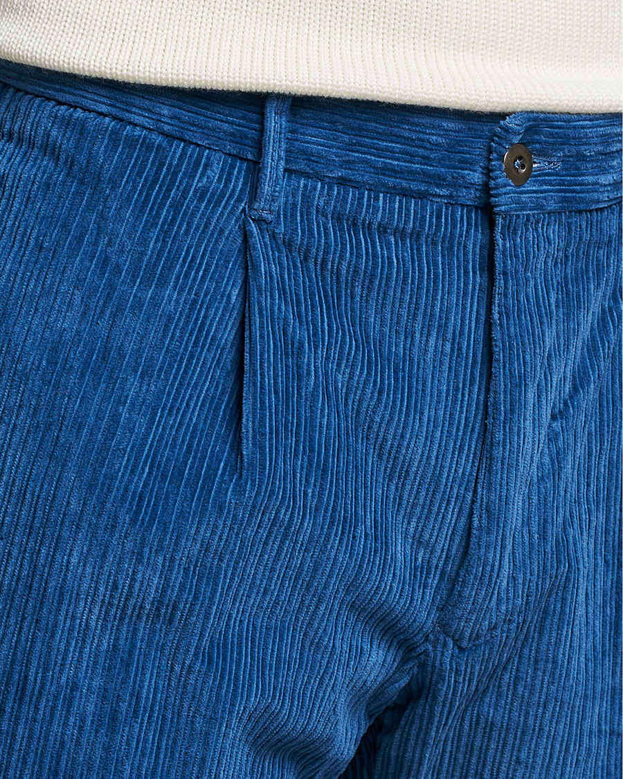 Hombres | Pantalones | Incotex | Regular Fit Heavy Cord Slacks Royal Blue