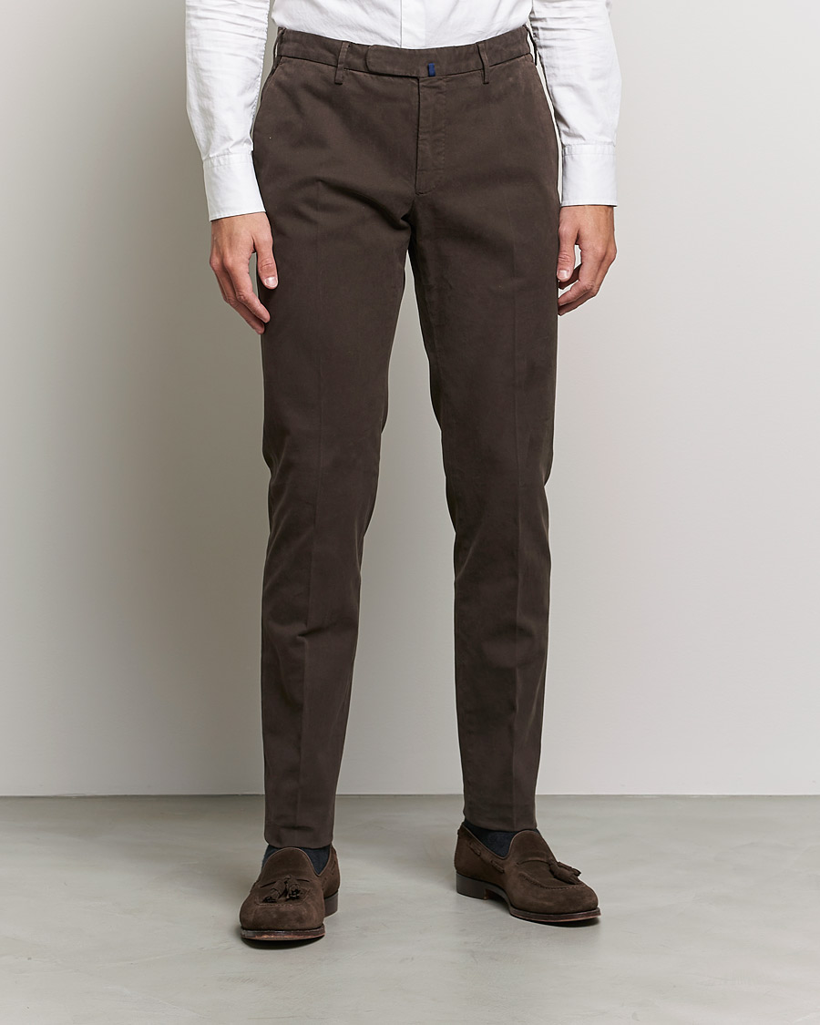 Hombres | Pantalones | Incotex | Slim Fit Cotton Stretch Chinos Dark Brown