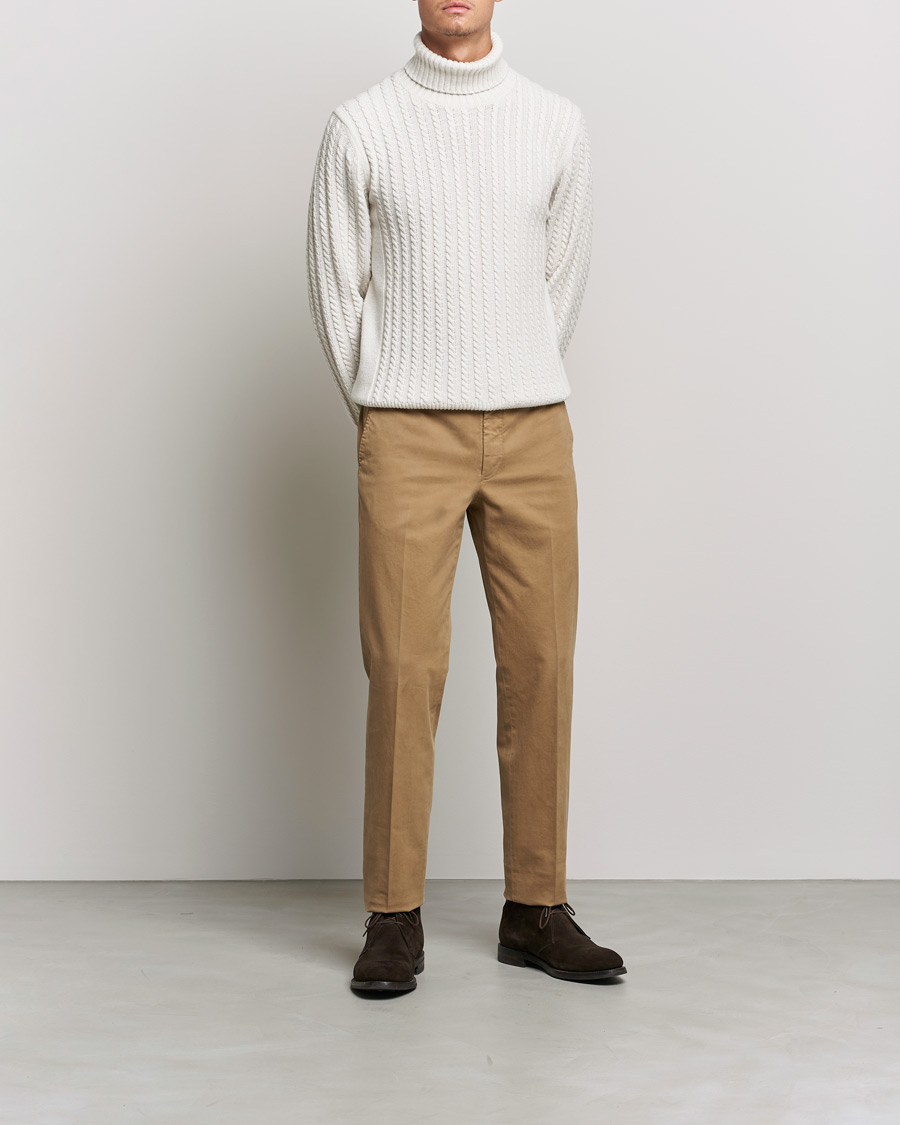Hombres | Pantalones | Incotex | Regular Fit Cotton Stretch Chinos Beige