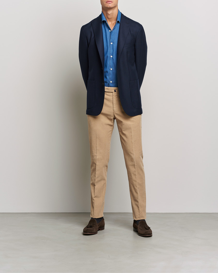 Hombres | Pantalones | Incotex | Slim Fit Soft Corduroy Trousers Beige