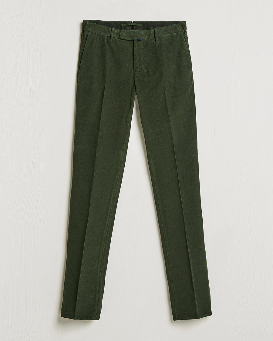 Hombres | Pantalones | Incotex | Slim Fit Soft Corduroy Trousers Forest Green
