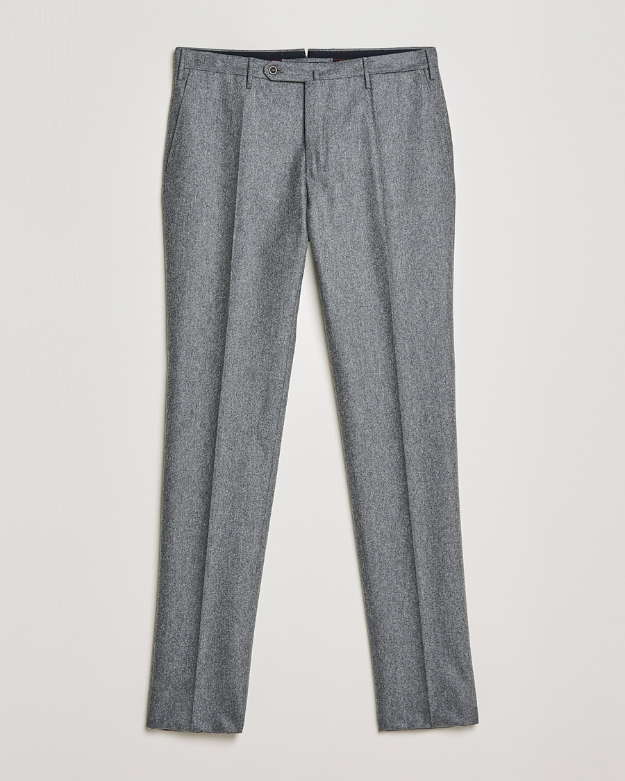 Hombres | Pantalones | Incotex | Slim Fit Carded Flannel Trousers Grey Melange