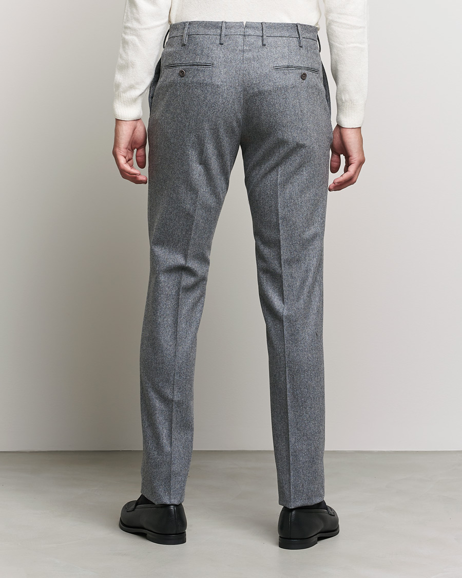 Hombres | Pantalones | Incotex | Slim Fit Carded Flannel Trousers Grey Melange
