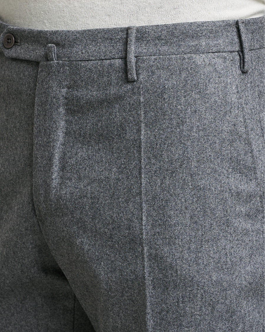 Hombres | Pantalones | Incotex | Slim Fit Carded Flannel Trousers Grey Melange