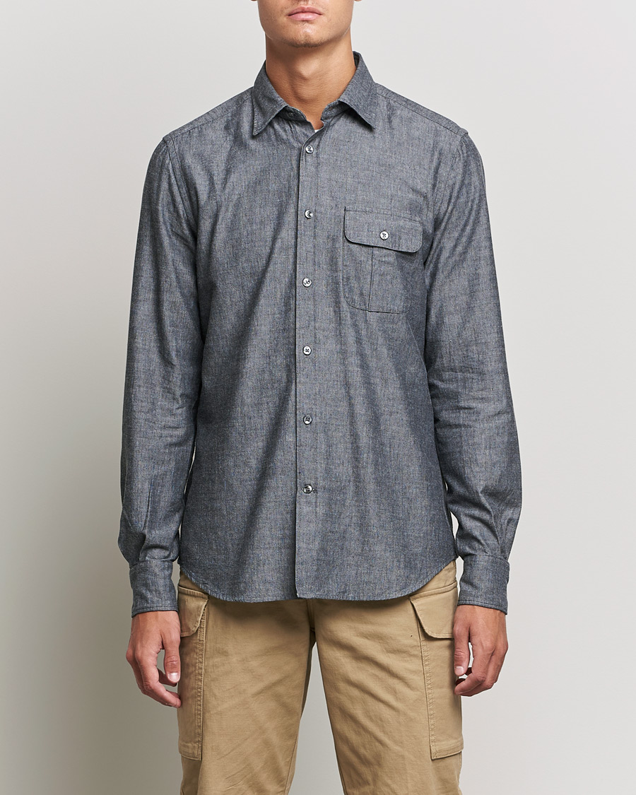 Hombres | Camisas | Slowear | Chambray Work Shirt Grey