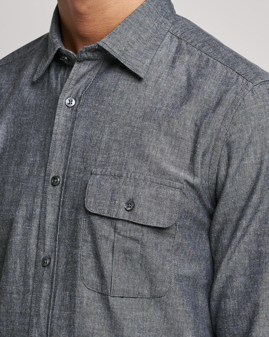 Hombres | Camisas | Slowear | Chambray Work Shirt Grey