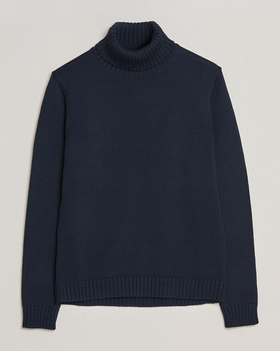 Hombres | Jerséis y prendas de punto | Zanone | Virgin Merino Wool Rollneck Navy