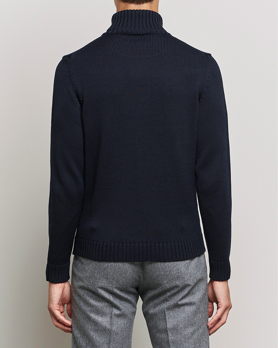 Hombres | Jerséis y prendas de punto | Zanone | Virgin Merino Wool Rollneck Navy
