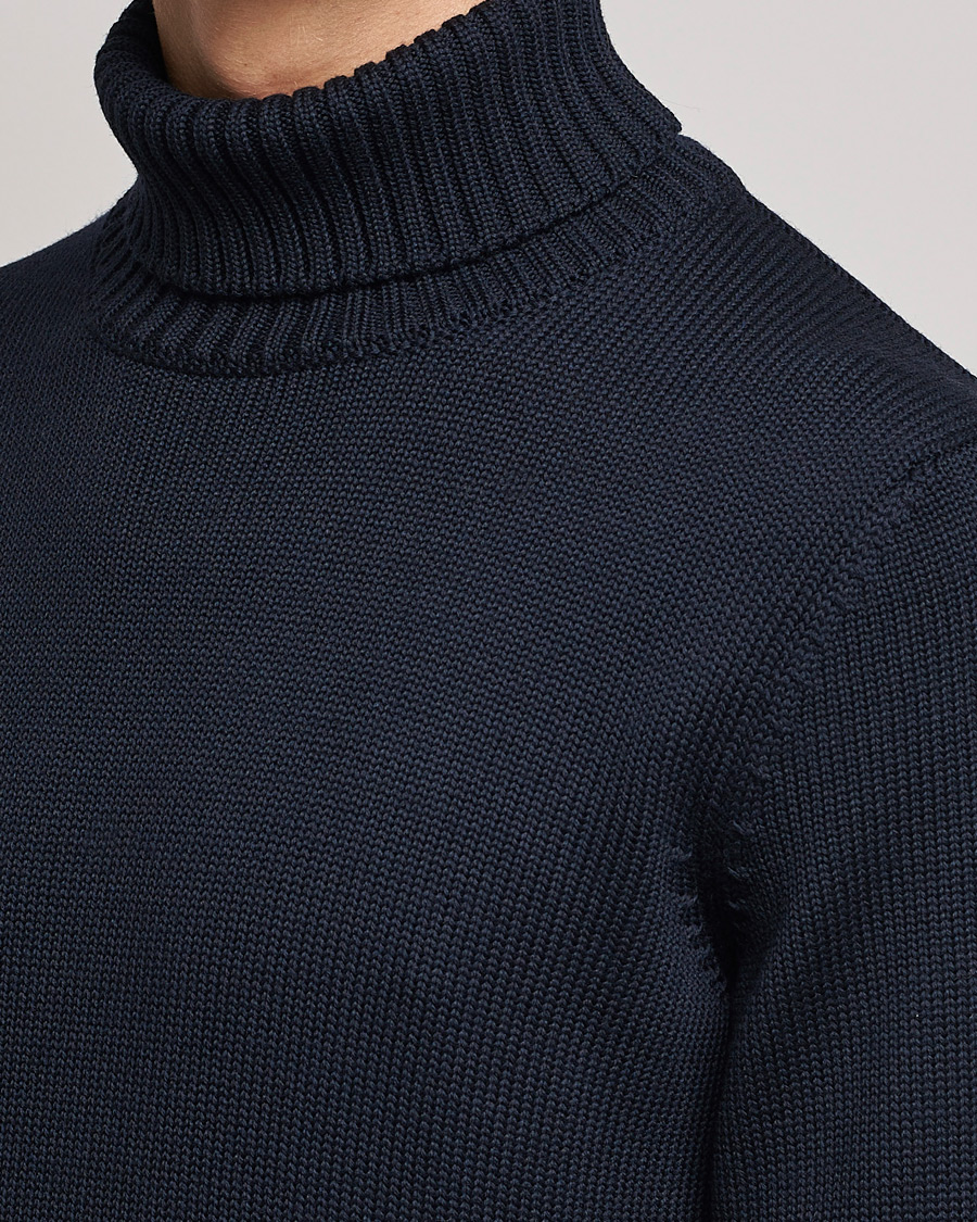 Hombres | Jerséis y prendas de punto | Zanone | Virgin Merino Wool Rollneck Navy
