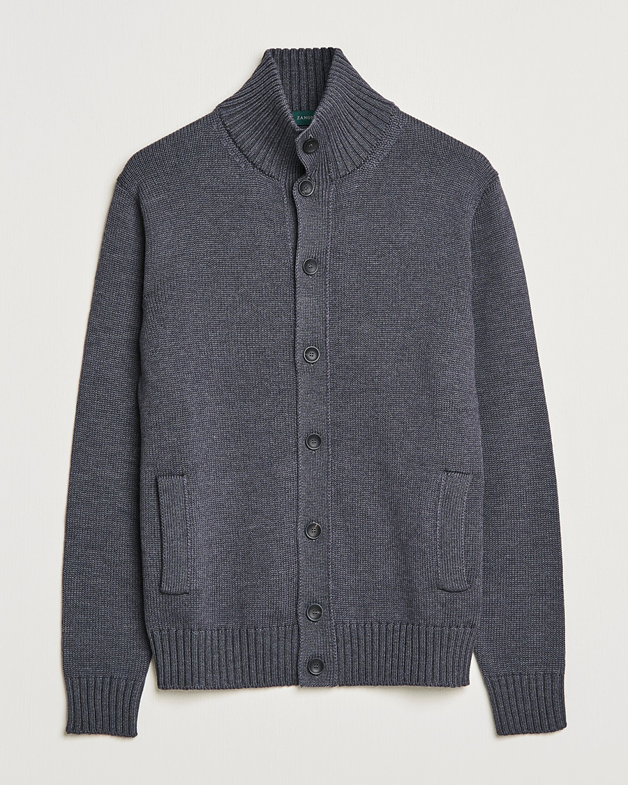 Hombres | Jerséis y prendas de punto | Zanone | Virgin Merino Wool Chioto Cardigan Grey Melange