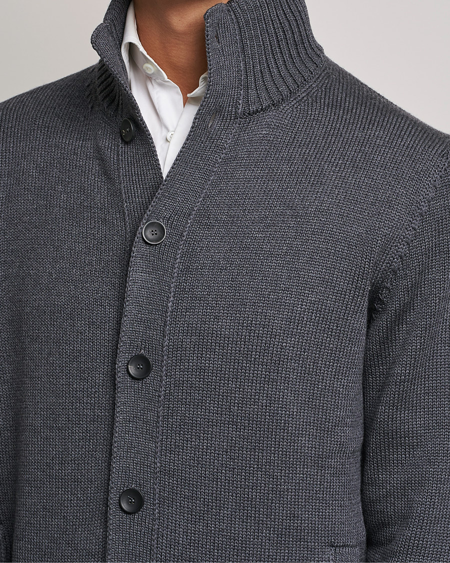 Hombres | Jerséis y prendas de punto | Zanone | Virgin Merino Wool Chioto Cardigan Grey Melange