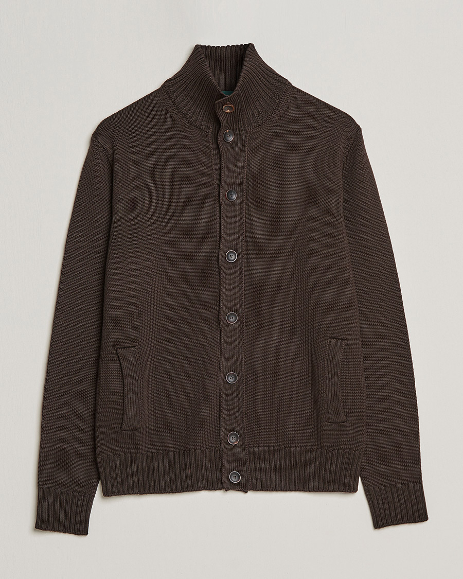 Hombres | Jerséis y prendas de punto | Zanone | Virgin Merino Wool Chioto Cardigan Dark Brown