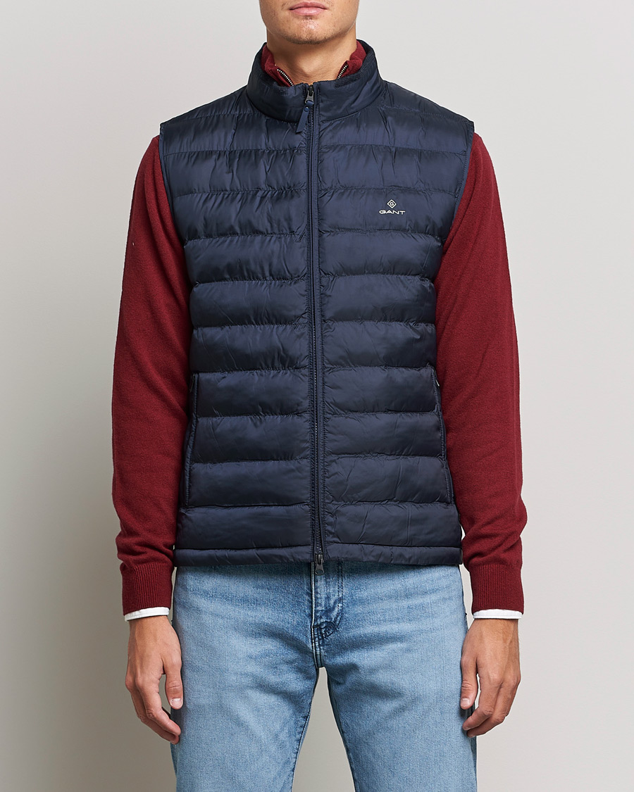 Hombres | Abrigos y chaquetas | GANT | Mixed Media Light Padded Gilet Evening Blue