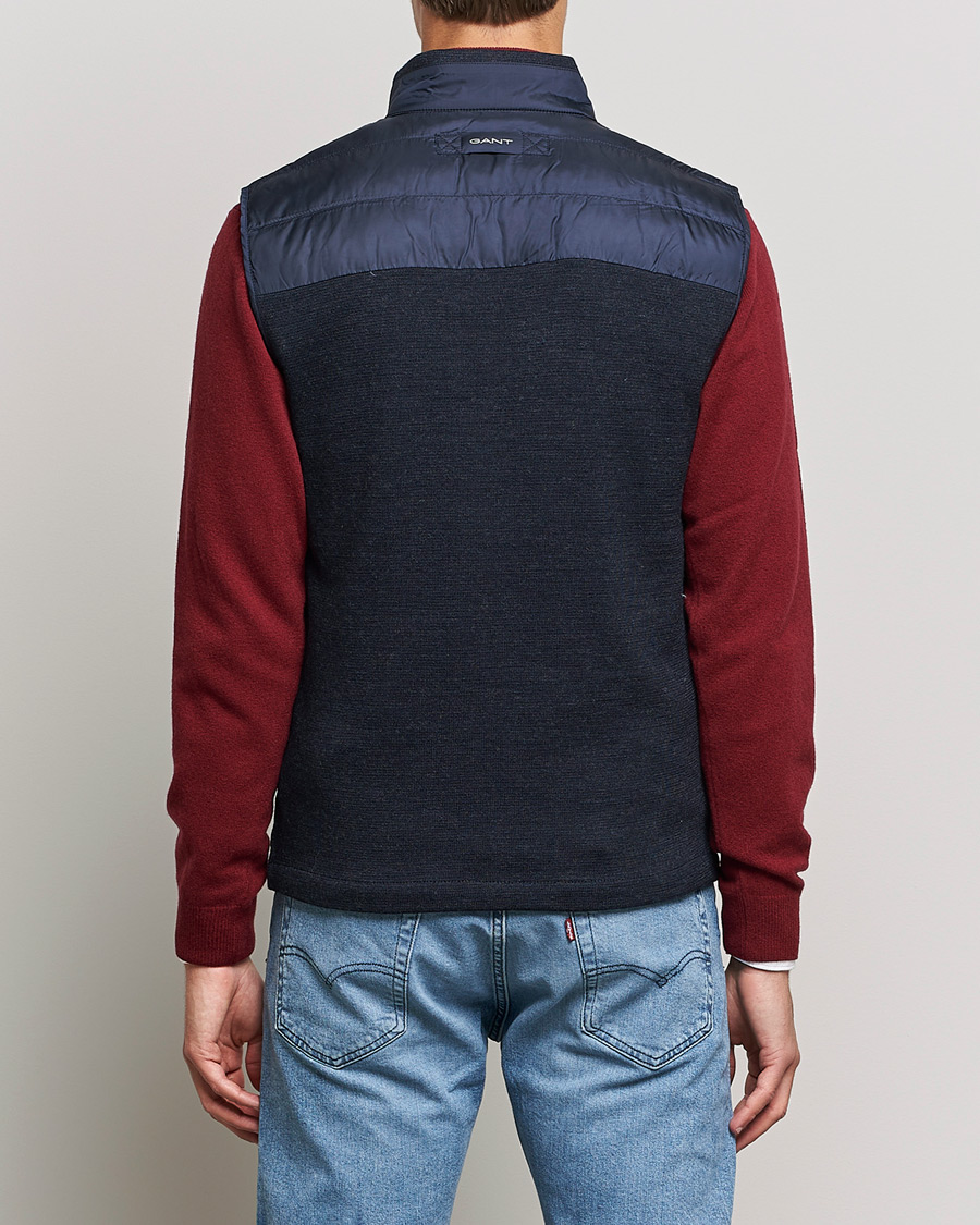 Hombres | Abrigos y chaquetas | GANT | Mixed Media Light Padded Gilet Evening Blue