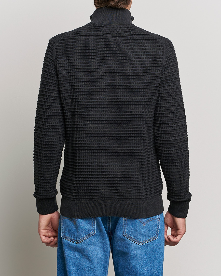 Hombres | Jerséis y prendas de punto | Gant | Cotton Texture Full Zip Dark Charcoal Melange