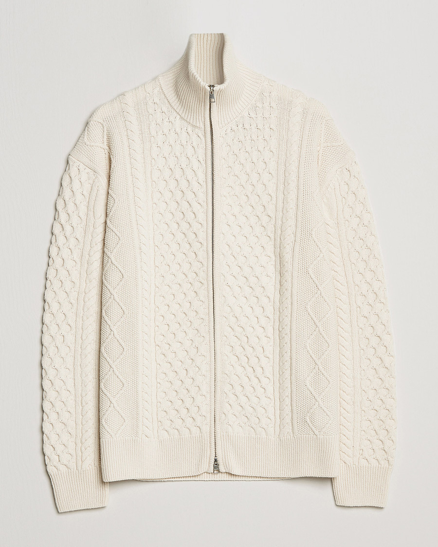 Hombres | Jerséis y prendas de punto | Gant | Aran Structured Full Zip Cream