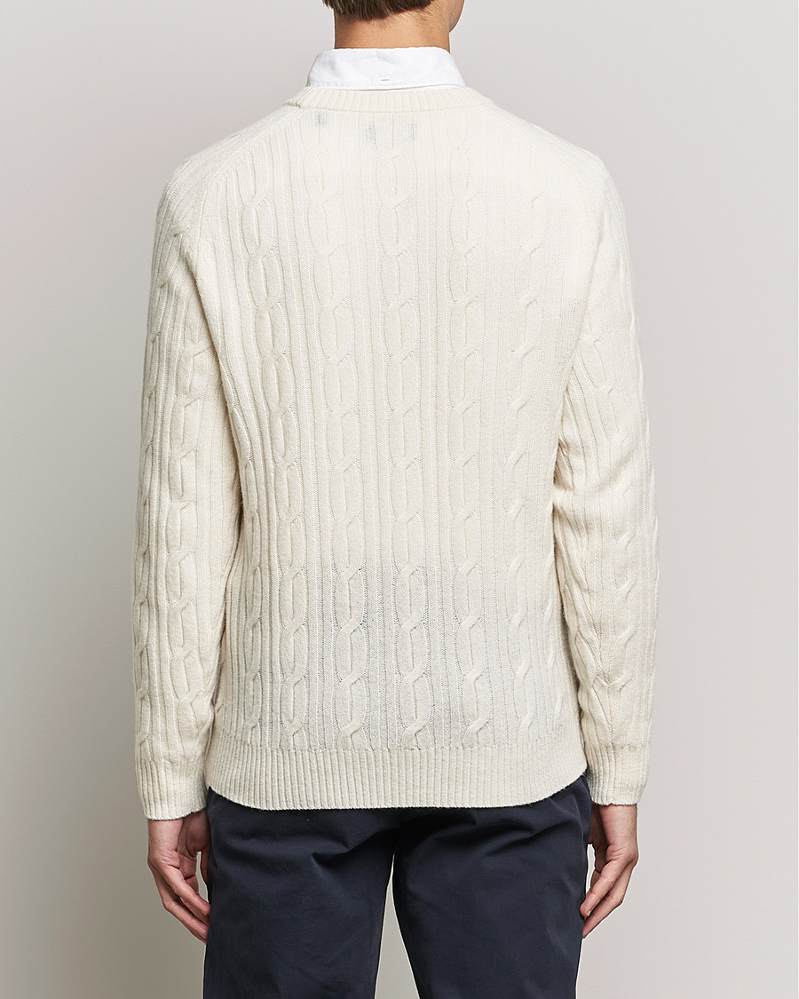 Hombres | Jerséis y prendas de punto | GANT | Lambswool Cable Crew Neck Pullover Cream