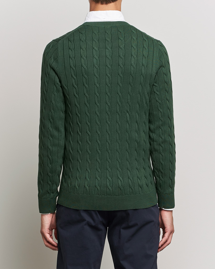 Hombres | Jerséis y prendas de punto | GANT | Cotton Cable Crew Neck Pullover Storm Green