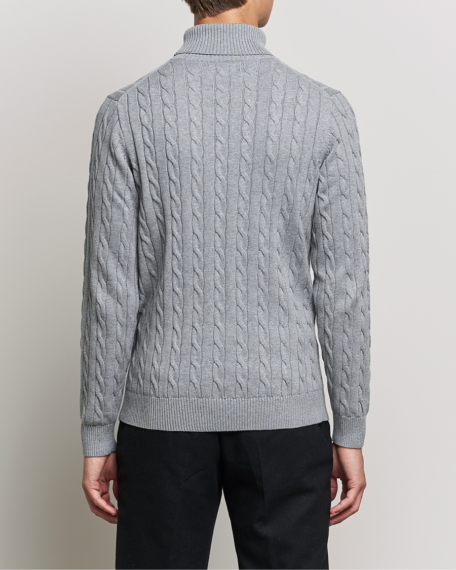 Hombres | Jerséis y prendas de punto | GANT | Cotton Cable Turtleneck Grey Melange