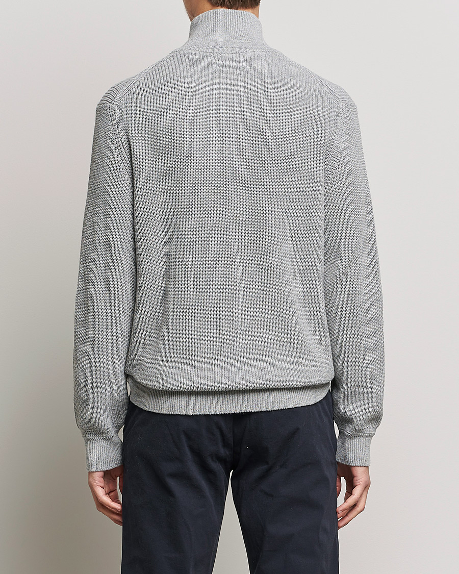 Hombres | Jerséis y prendas de punto | GANT | Cotton/Wool Ribbed Half Zip Sweater Grey Melange