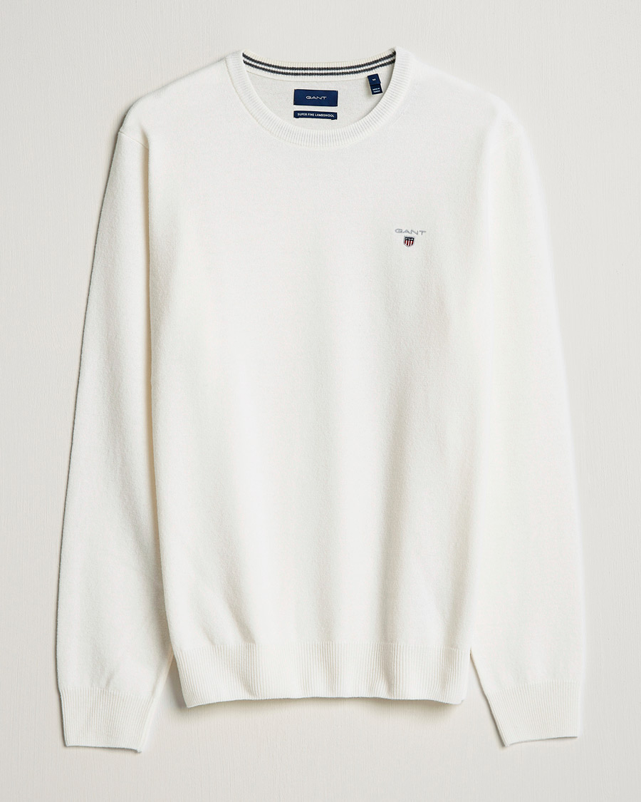 Hombres | Jerséis y prendas de punto | GANT | Lambswool Crew Neck Pullover Cream