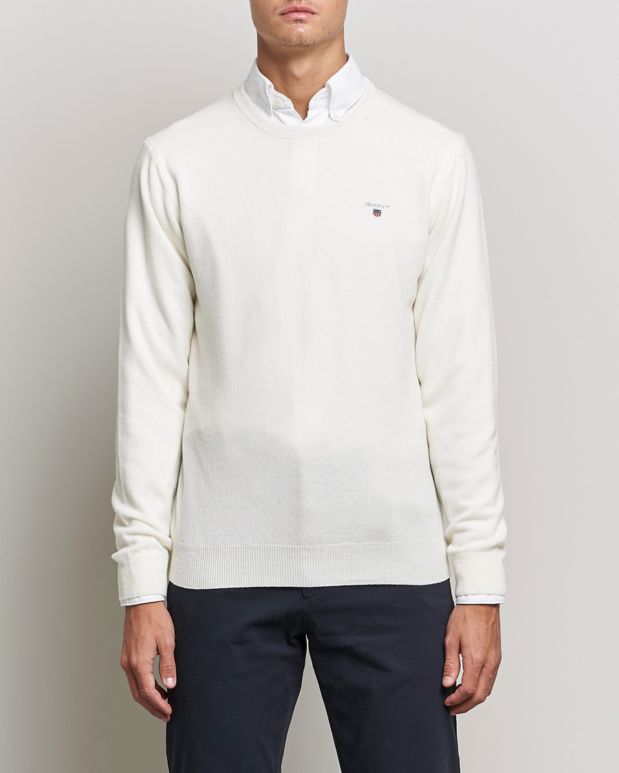 Hombres | Jerséis y prendas de punto | GANT | Lambswool Crew Neck Pullover Cream