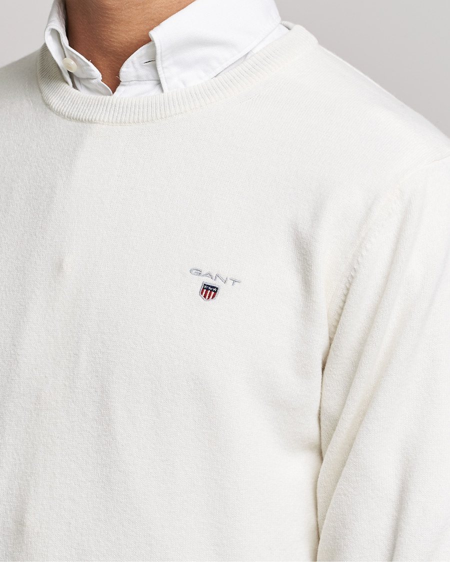 Hombres | Jerséis y prendas de punto | GANT | Lambswool Crew Neck Pullover Cream