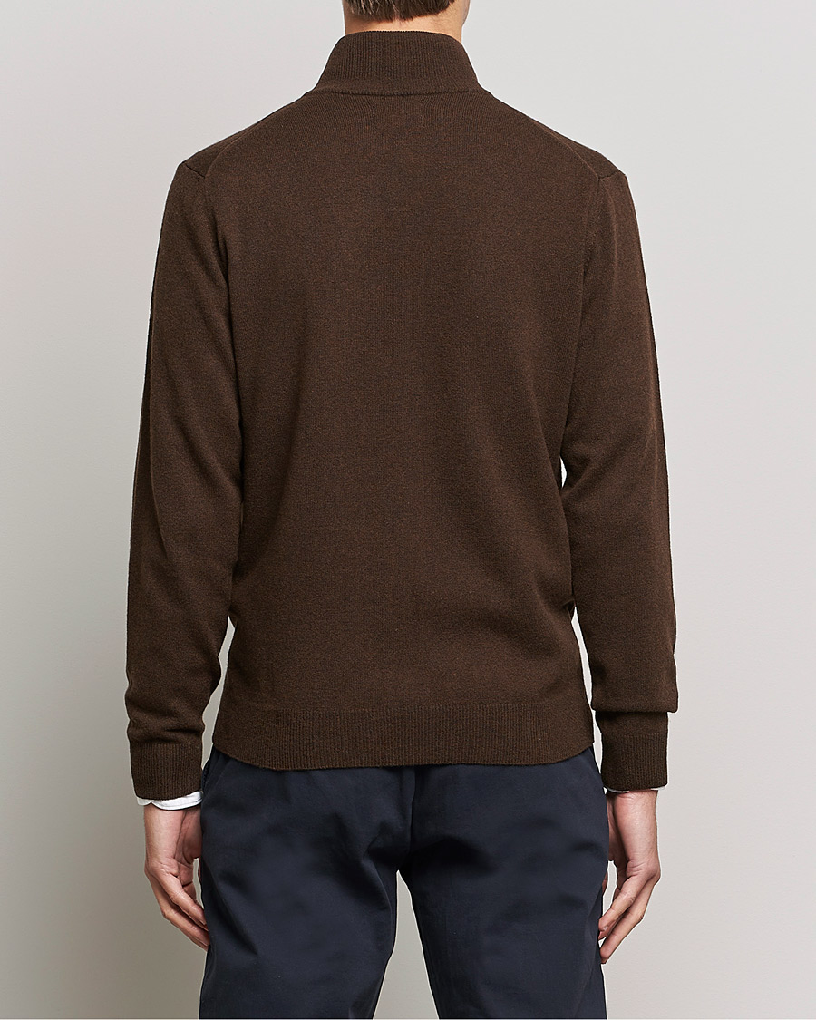 Hombres | Jerséis y prendas de punto | GANT | Lambswool Full Zip Dark Brown Melange