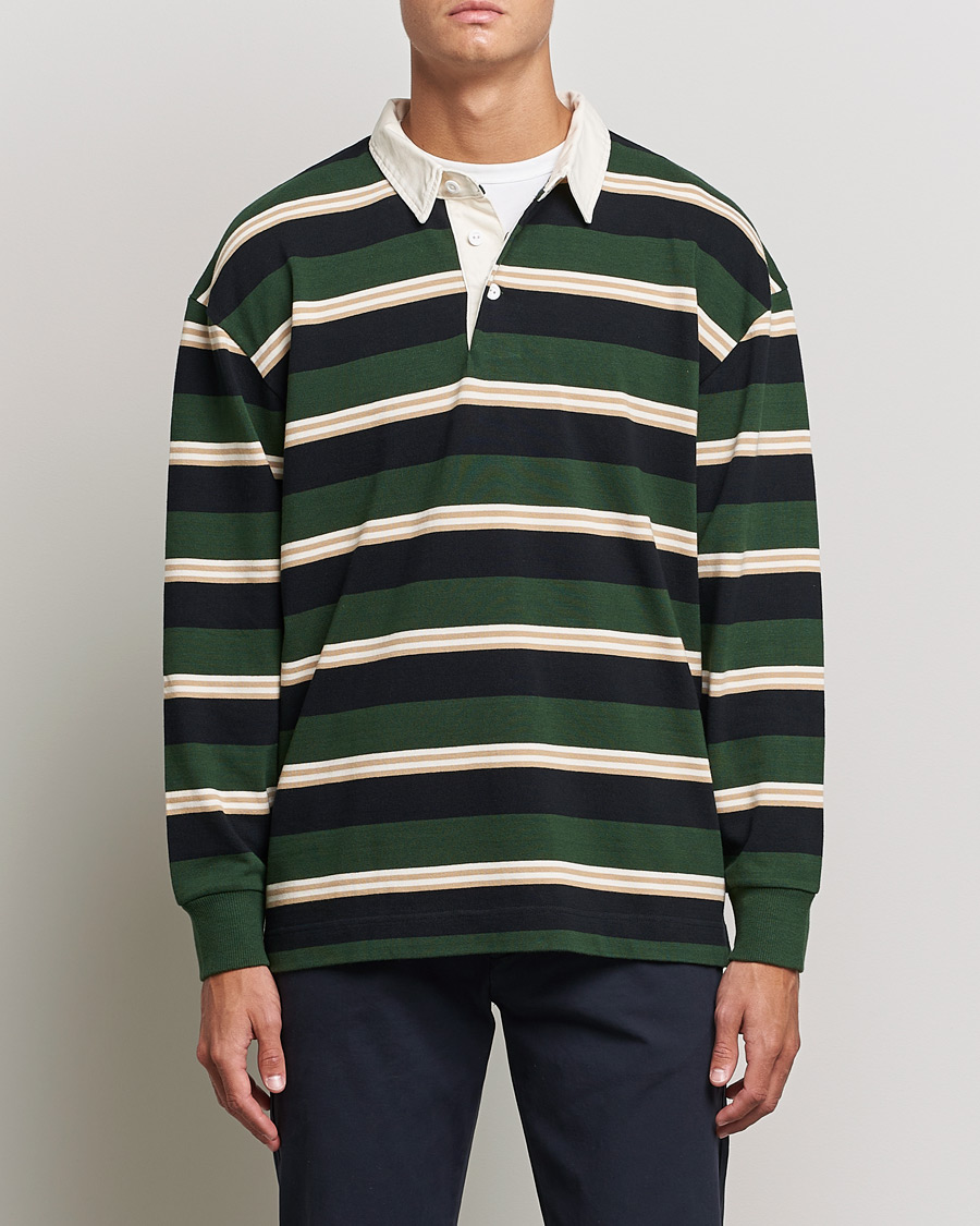 Hombres | Jerséis y prendas de punto | GANT | Archive Striped Heavy Rugger Storm Green