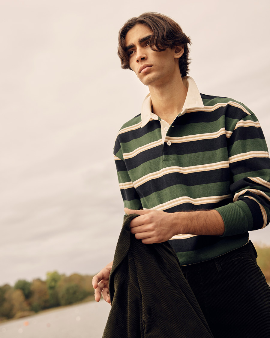 Hombres | Jerséis y prendas de punto | GANT | Archive Striped Heavy Rugger Storm Green