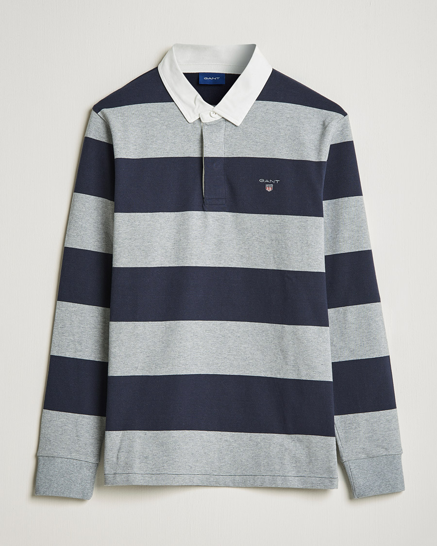 Hombres | Jerséis y prendas de punto | GANT | Barstriped Heavy Rugger Grey Melange
