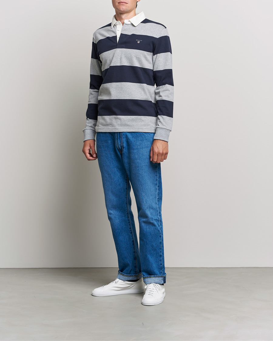 Hombres | Jerséis y prendas de punto | GANT | Barstriped Heavy Rugger Grey Melange