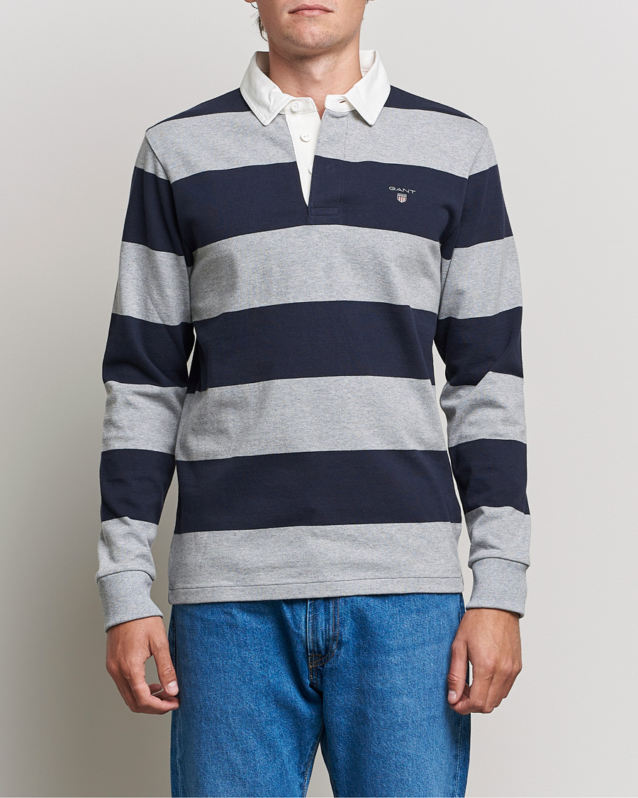 Hombres | Jerséis y prendas de punto | GANT | Barstriped Heavy Rugger Grey Melange