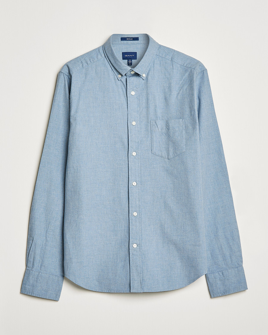 Hombres | Camisas | GANT | Regular Fit Flannel Shirt Atlantic Sea