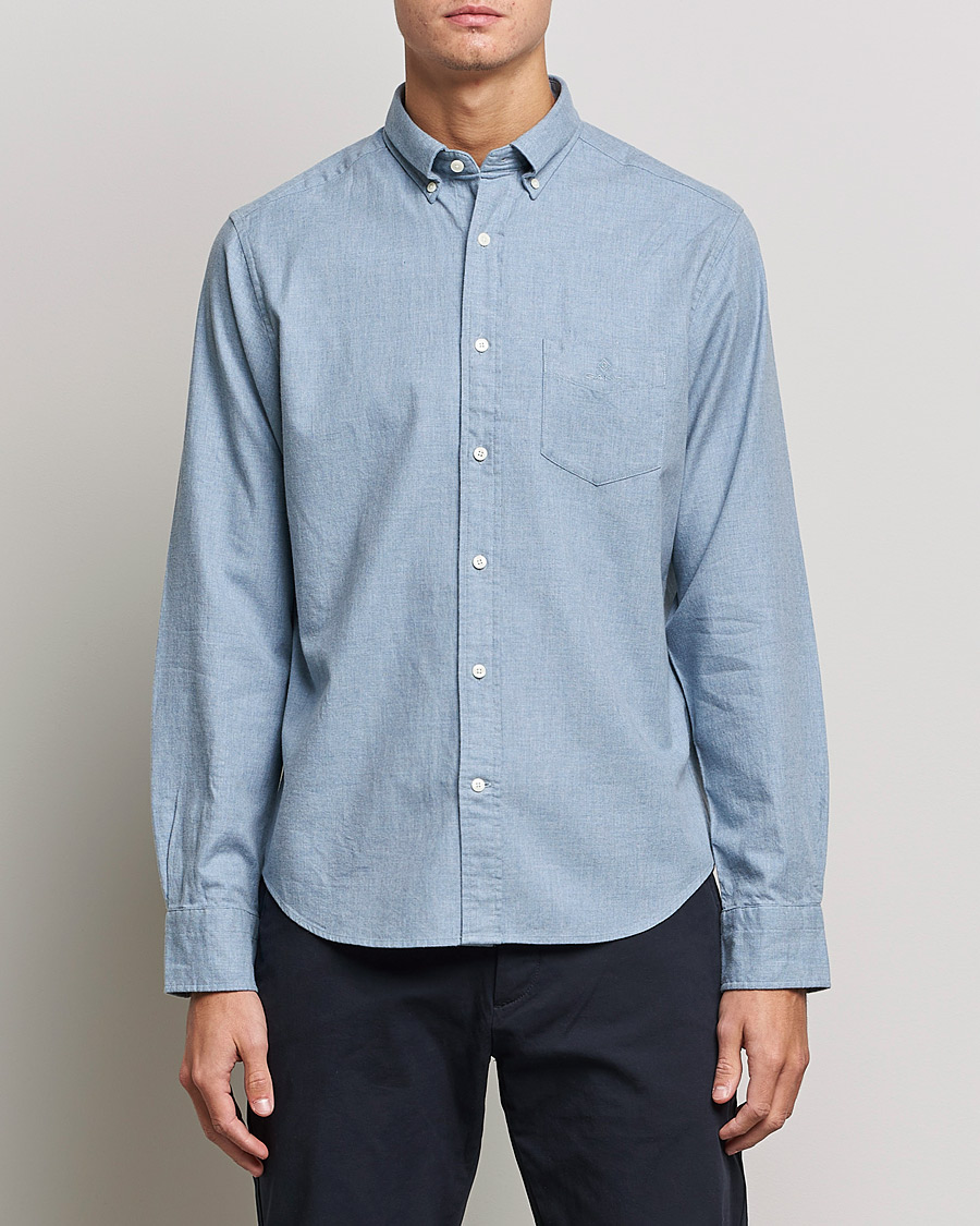 Hombres | Camisas | GANT | Regular Fit Flannel Shirt Atlantic Sea