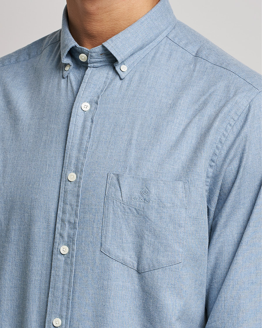 Hombres | Camisas | GANT | Regular Fit Flannel Shirt Atlantic Sea