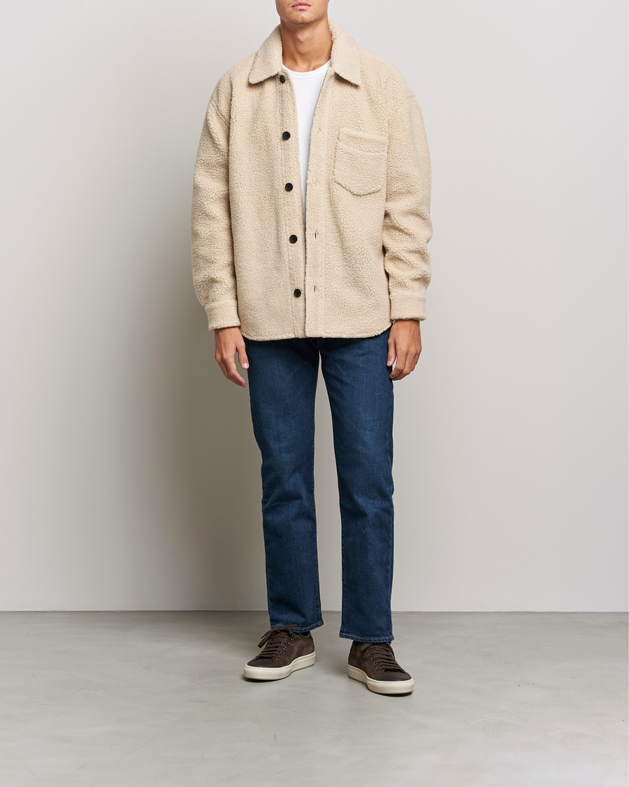 Hombres | Camisas | GANT | Sherpa Fleece Overshirt Putty