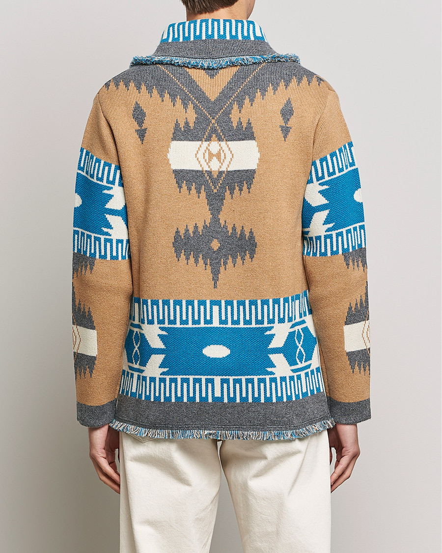 Hombres | Jerséis y prendas de punto | Alanui | Icon Cashmere Jacquard Cardigan Camel/Blue