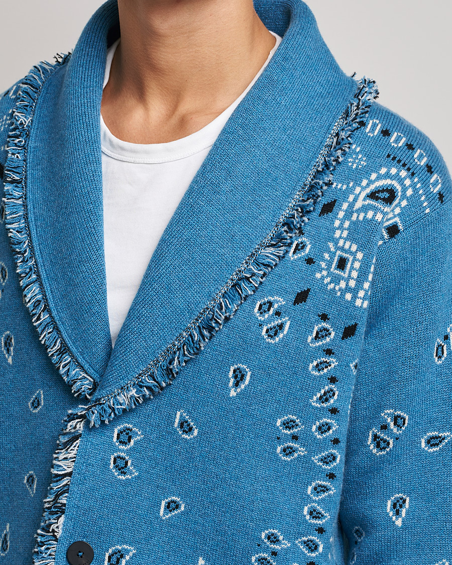 Hombres | Jerséis y prendas de punto | Alanui | Icon Cashmere Jacquard Cardigan Cobalt Blue